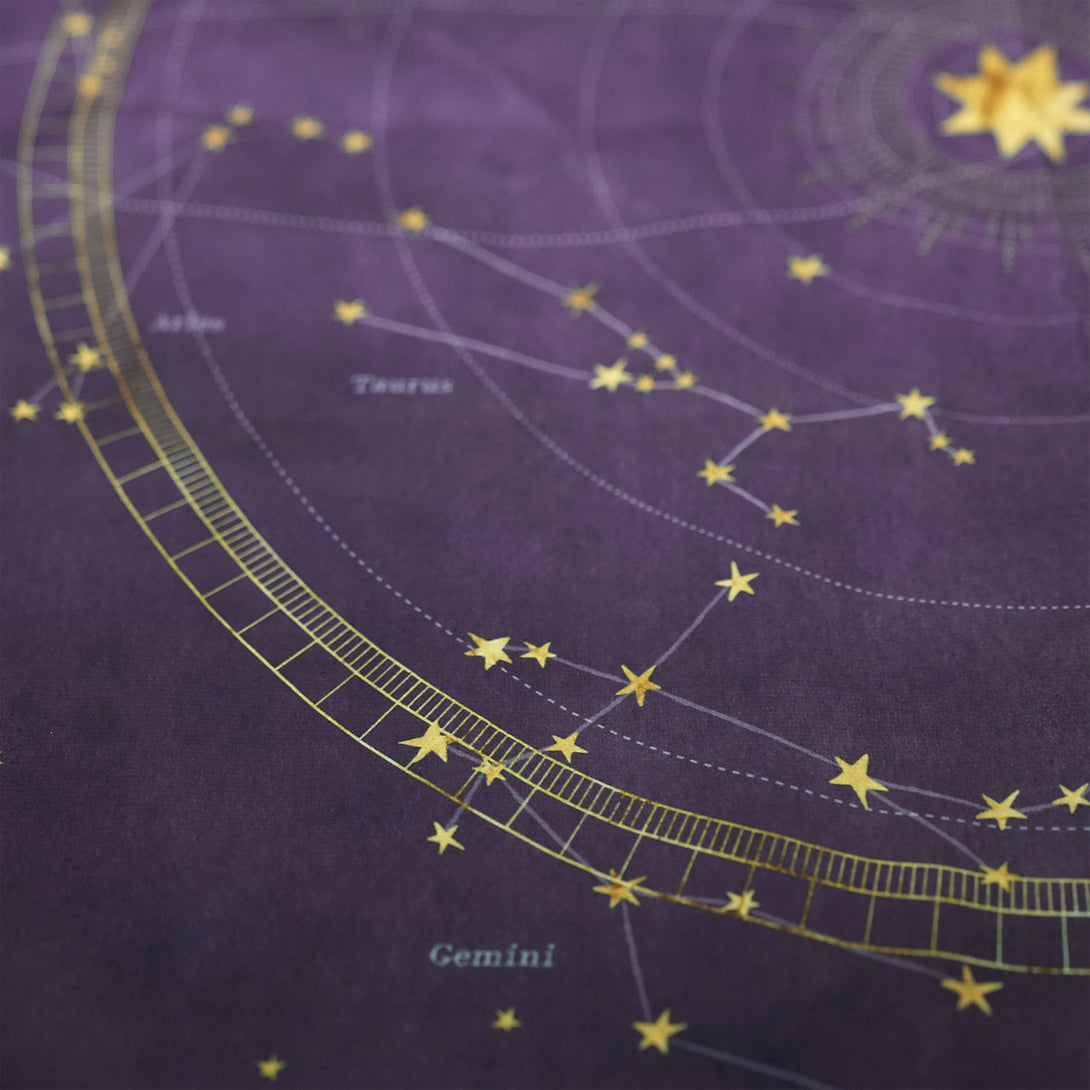 Constellation Tarot Card Tablecloth - Purple Velvet