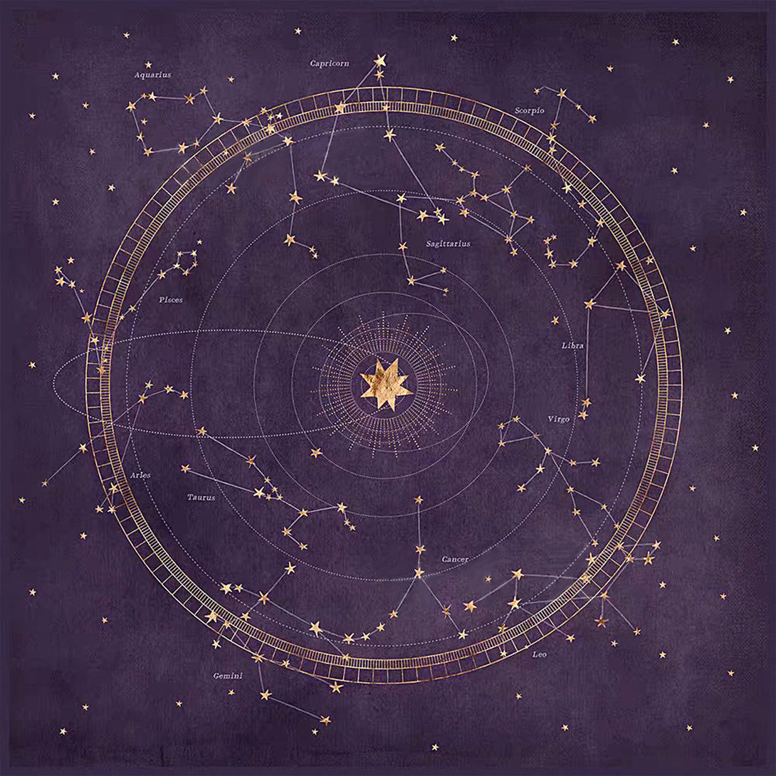 Constellation Tarot Card Tablecloth - Purple Velvet