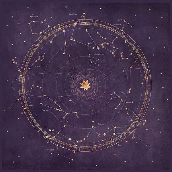 Constellation Tarot Card Tablecloth - Purple Velvet