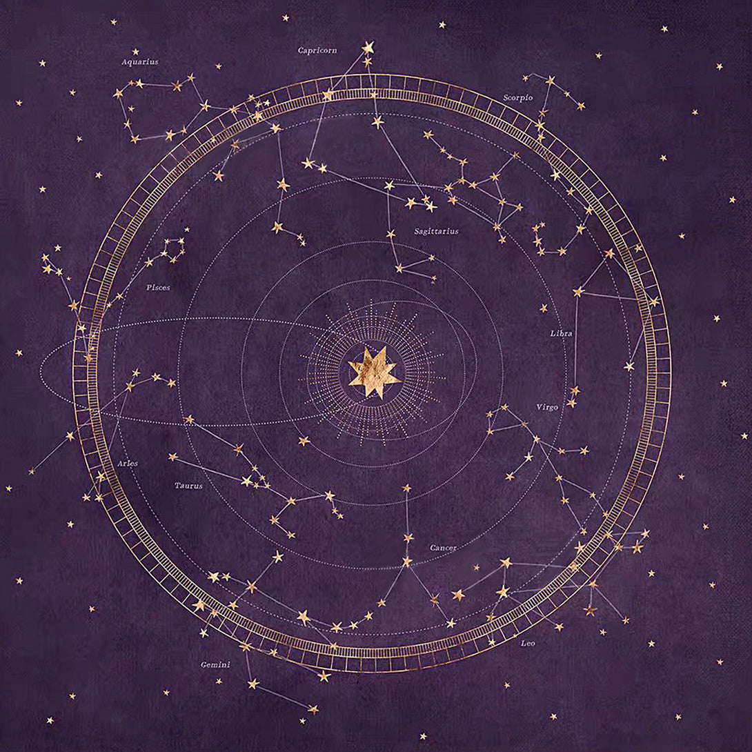 Constellation Tarot Card Tablecloth - Purple Velvet（65x65cm）