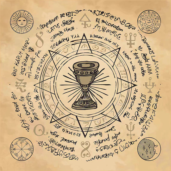 Esoteric Grail Tarot Card Tablecloth - Yellow Velvet
