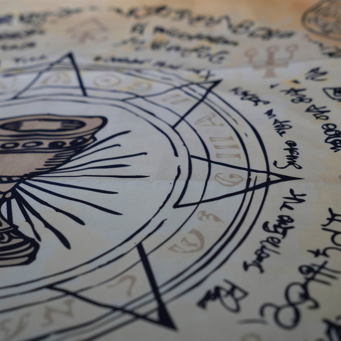 Esoteric Grail Tarot Card Tablecloth - Yellow Velvet