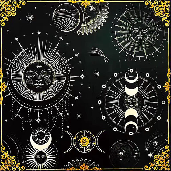 Multi-moon velvet Tarot cloth