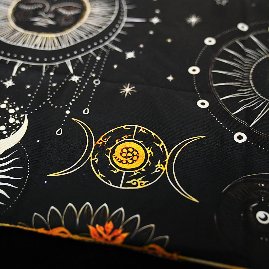 Multi-moon velvet Tarot cloth