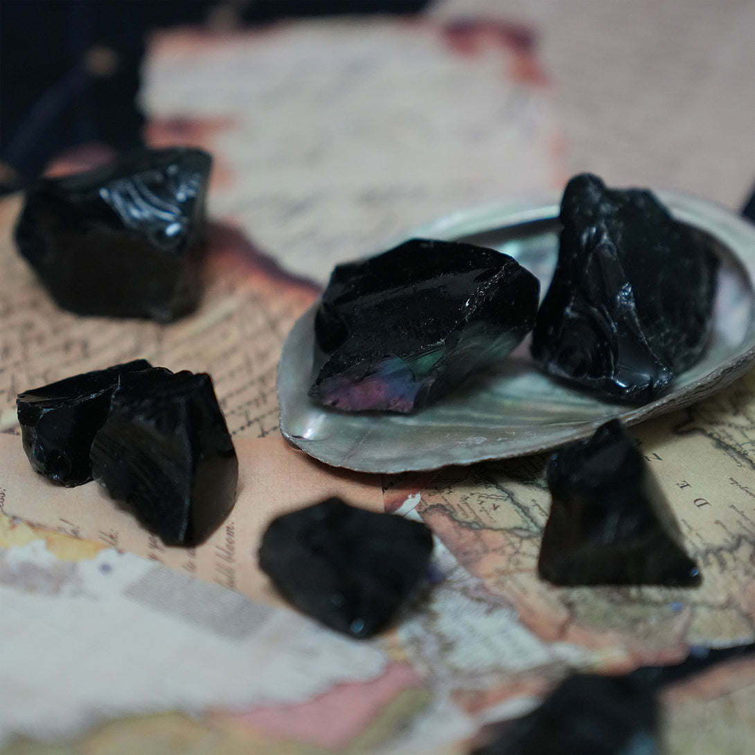 Raw Black Obsidian
