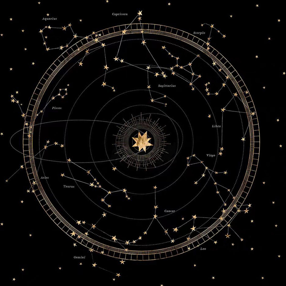 Constellation Tarot Card Tablecloth - Black Velvet