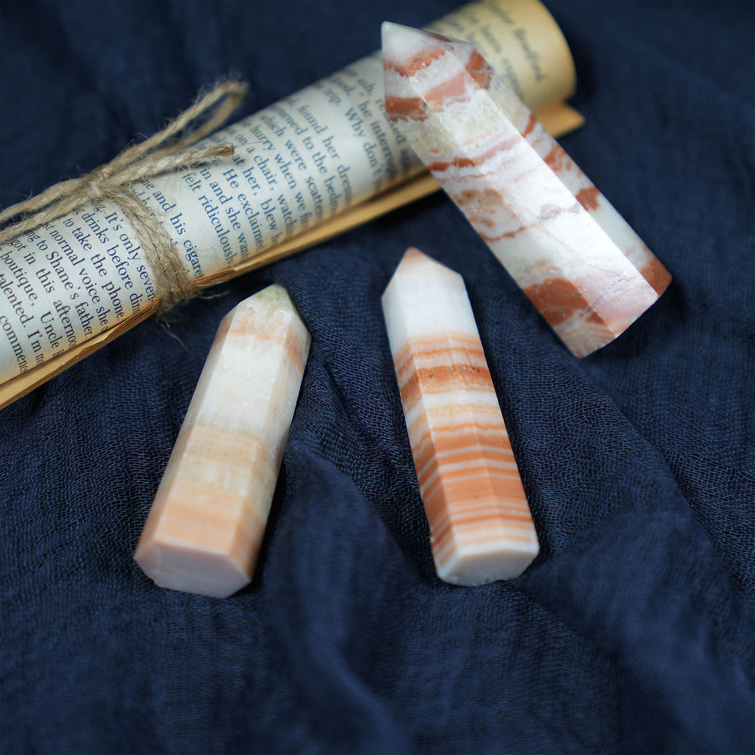 Three pieces of Pork Stone crystal points